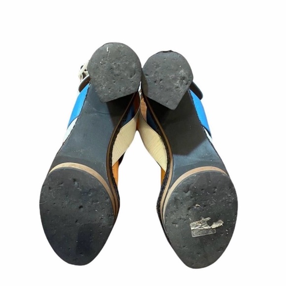 Pierre Hardy White, Blue & Orange Colorblock Platform Sandals - Picture 4 of 4